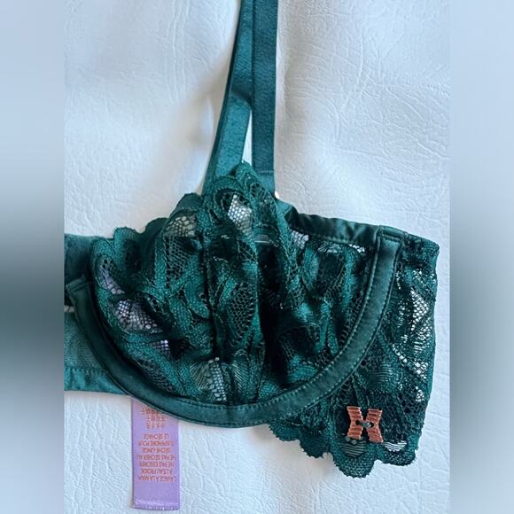 Savage x‎ Fenty Not sorry unlined green lace bralette 32B mermaid fairy Ethereal - Picture 5 of 11